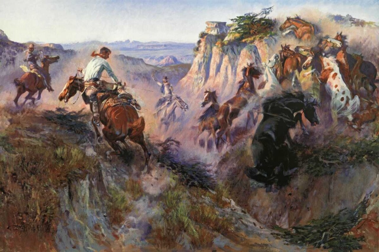 The Wild Horse Hunters Poster Print by Charles M. Russell - Item # VARPDX133250